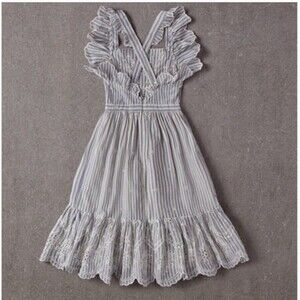 Nellystella Elina Girls Dress - White Cross Stitch blue/white NEW W Tags size 6